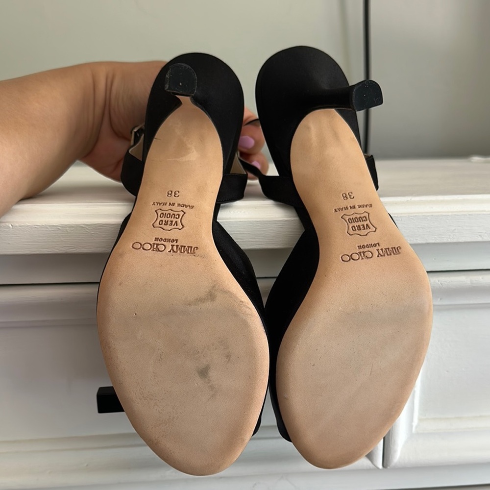 NEW Authentic Jimmy Choo size 8 Black Heels with Crystal Embellishment - Picture 7 of 8